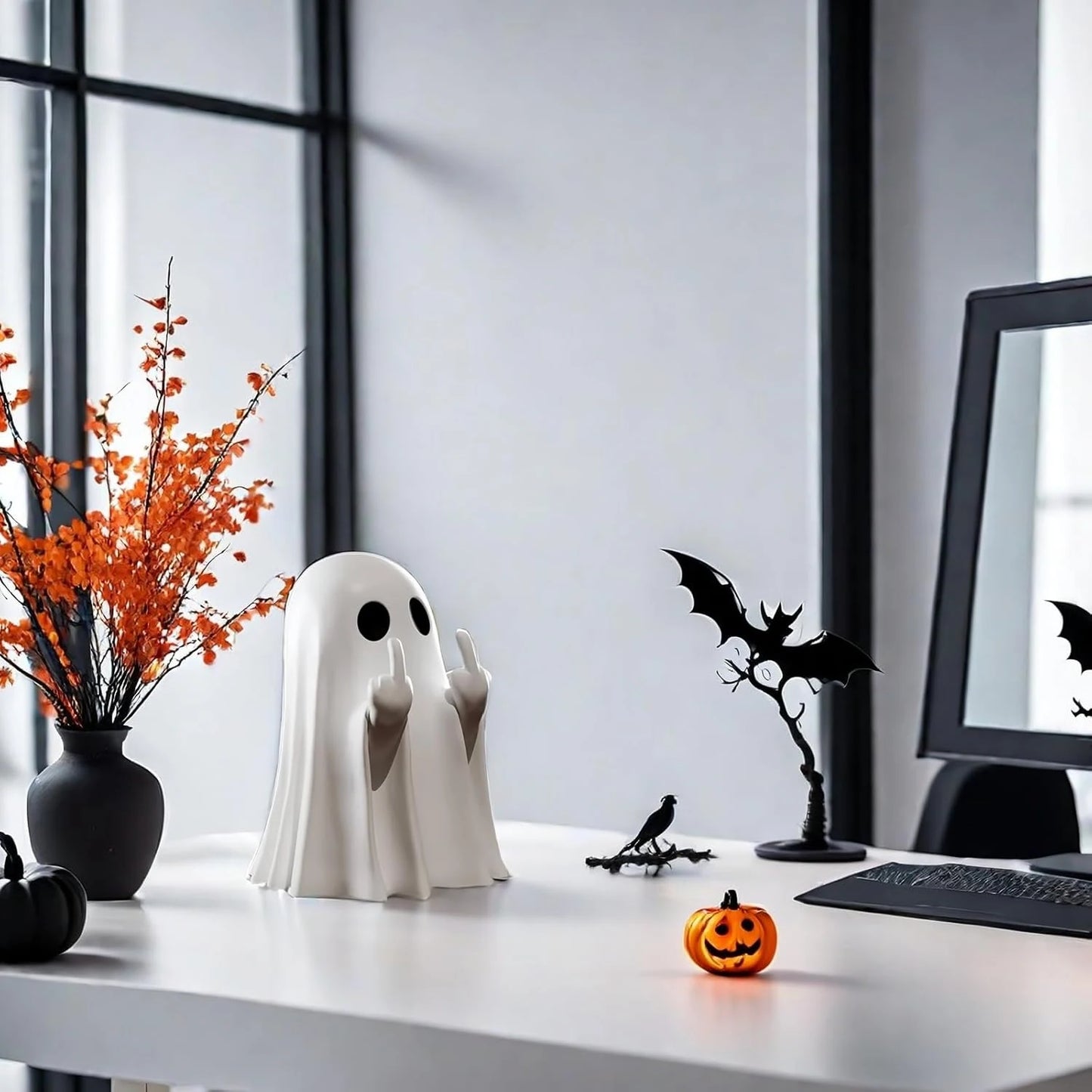 Halloween Ghost Figurine – Cute Spooky Ghost Statue for Home & Porch Decor