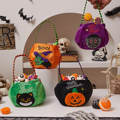 Halloween Candy Tote Bags Felt Spooky Pumpkin