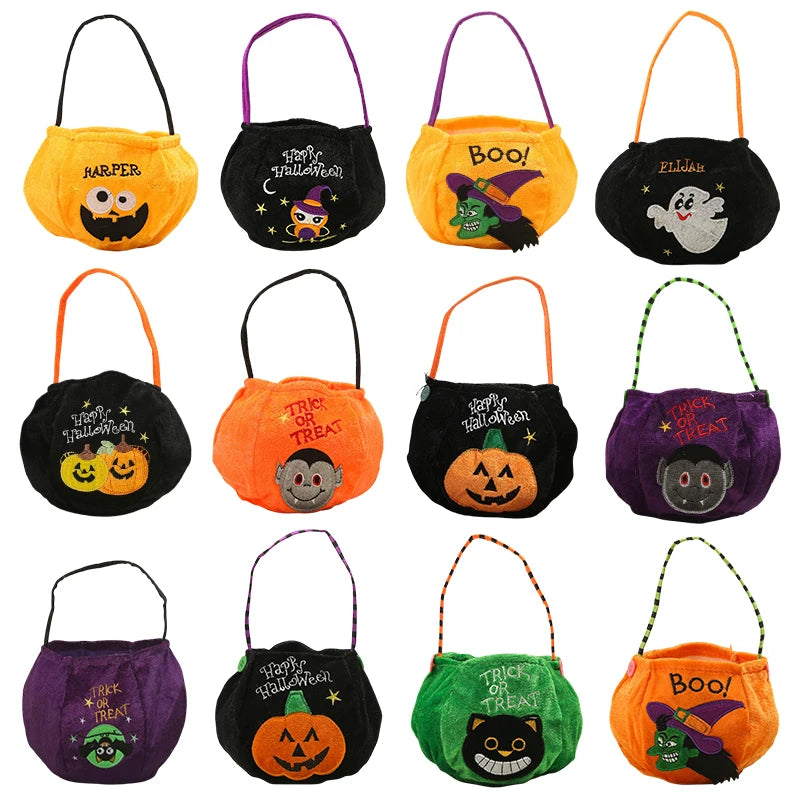 Halloween Candy Tote Bags Felt Spooky Pumpkin