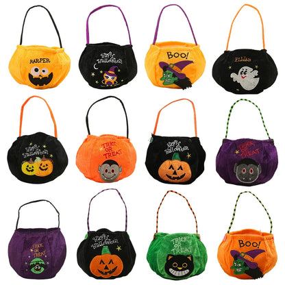 Halloween Candy Tote Bags Felt Spooky Pumpkin
