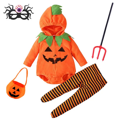 Pumpkin Baby Costume – Halloween Cosplay Jumpsuit (3–24M)