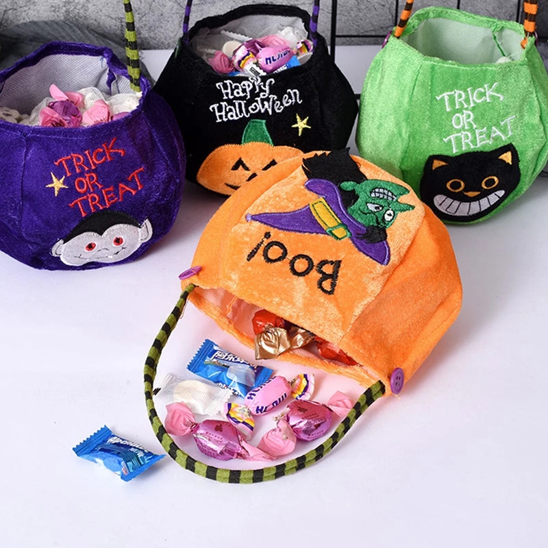 Halloween Candy Tote Bags Felt Spooky Pumpkin