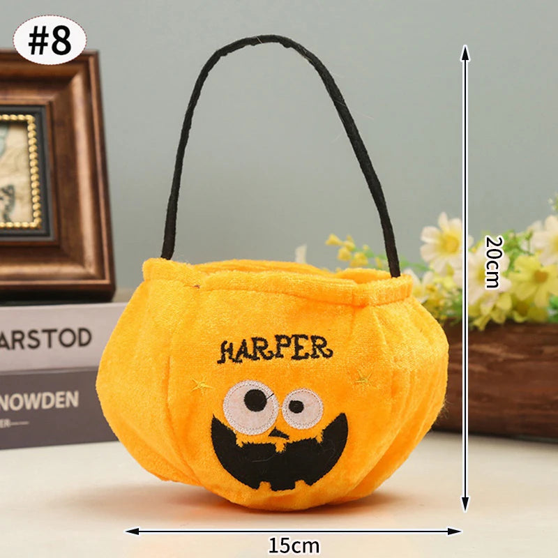 Halloween Candy Tote Bags Felt Spooky Pumpkin