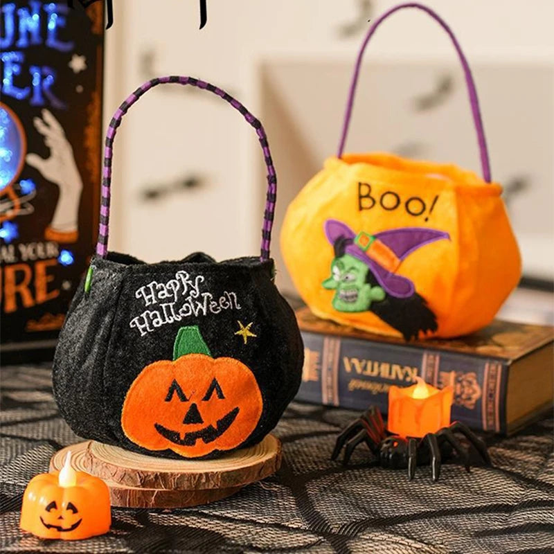 Halloween Candy Tote Bags Felt Spooky Pumpkin