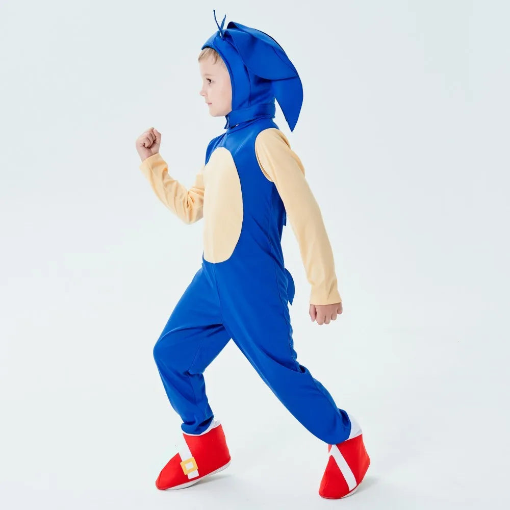 Electric Blue Speed Hero Costume – Kids’ Halloween Outfit