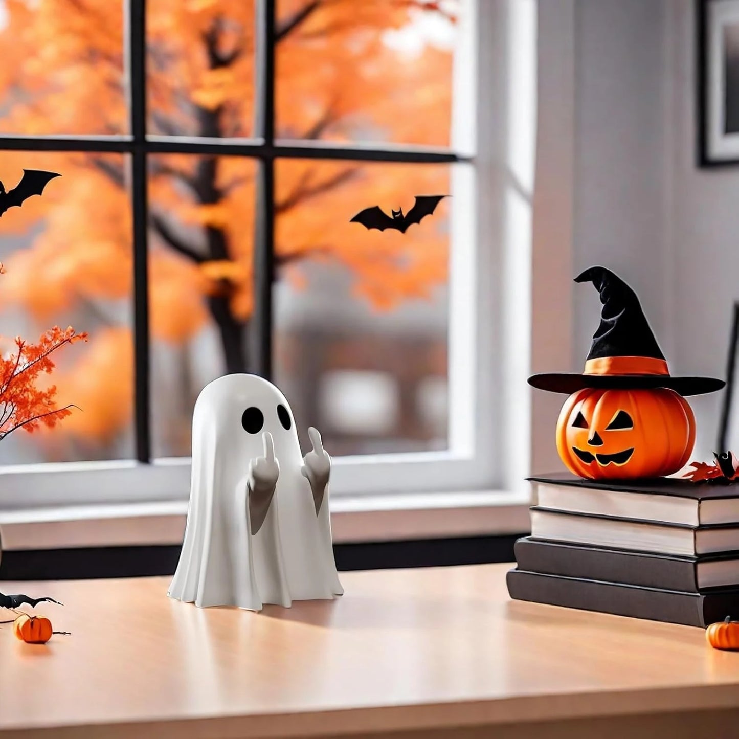 Halloween Ghost Figurine – Cute Spooky Ghost Statue for Home & Porch Decor